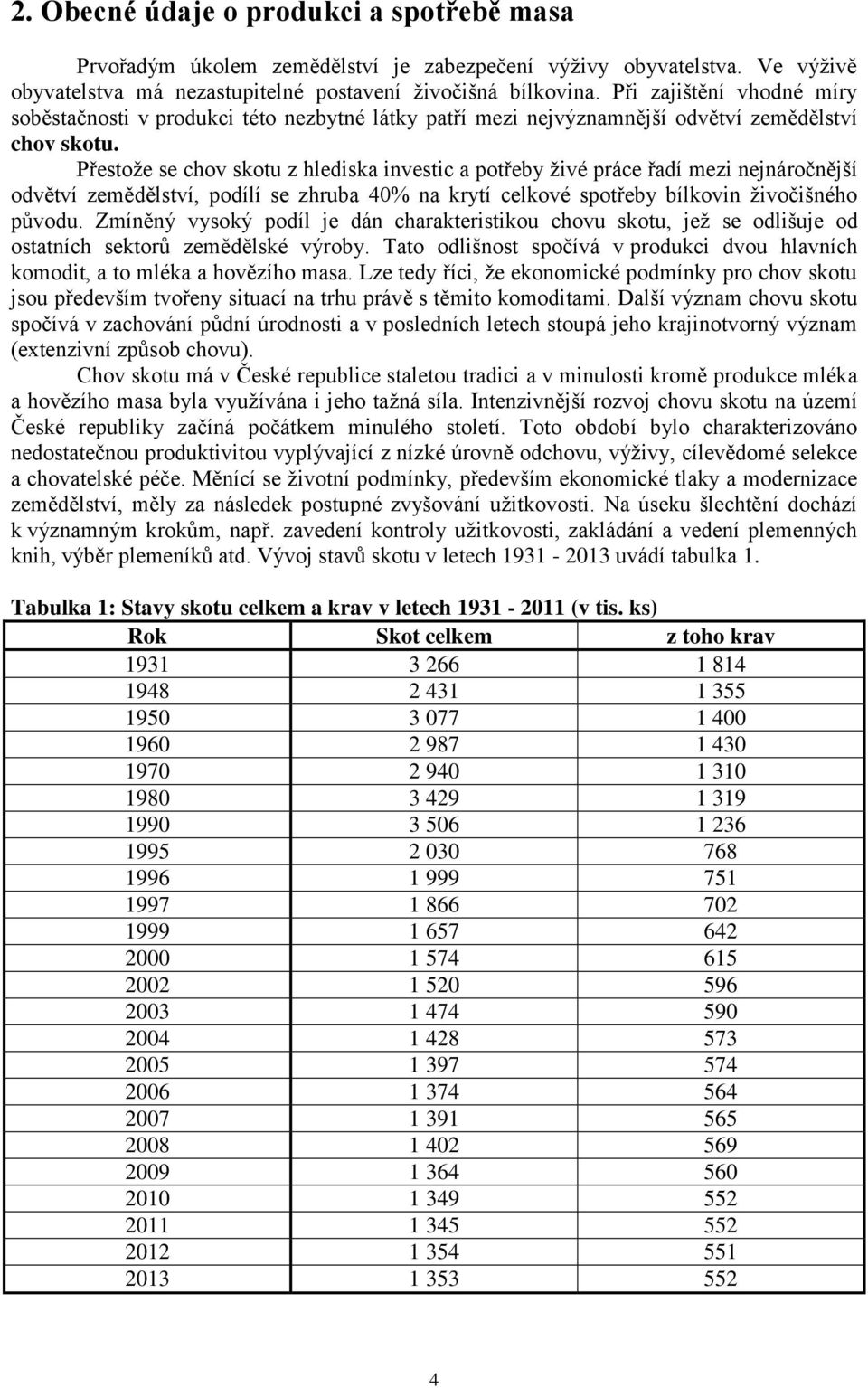 Přestože se chov skotu z hlediska investic a potřeby živé práce řadí mezi nejnáročnější odvětví zemědělství, podílí se zhruba 40% na krytí celkové spotřeby bílkovin živočišného původu.