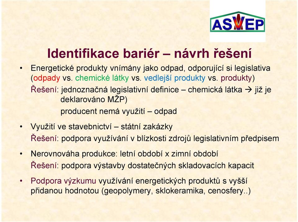 zakázky Řešení: podpora využívání v blízkosti zdrojů legislativním předpisem Nerovnováha produkce: letní období x zimní období Řešení: podpora výstavby