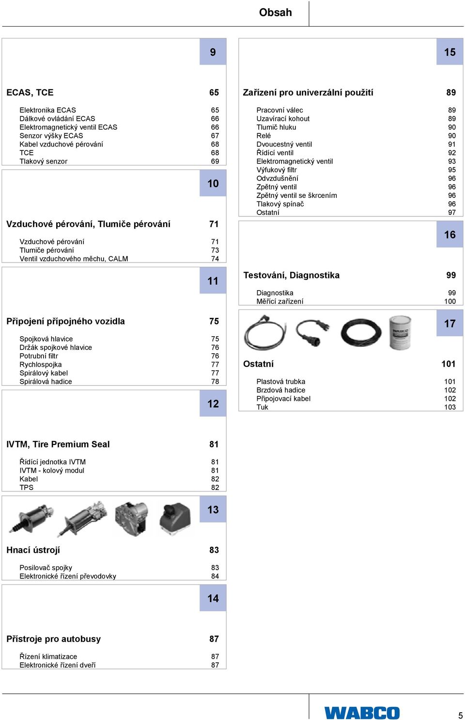 Dvoucestný ventil Řídící ventil Elektromagnetický ventil Výfukový filtr Odvzdušnění Zpětný ventil Zpětný ventil se škrcením Tlakový spínač Ostatní 89 89 90 90 91 92 93 95 96 96 96 96 97 16 11