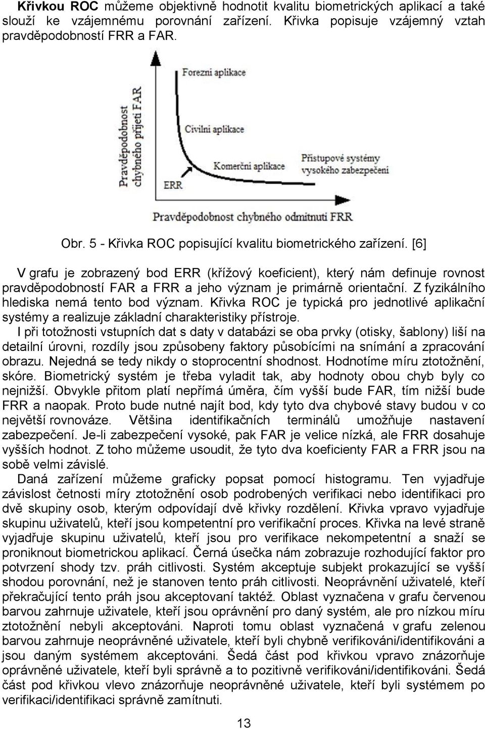 [6] V grafu je zobrazený bod ERR (křížový koeficient), který nám definuje rovnost pravděpodobností FAR a FRR a jeho význam je primárně orientační. Z fyzikálního hlediska nemá tento bod význam.