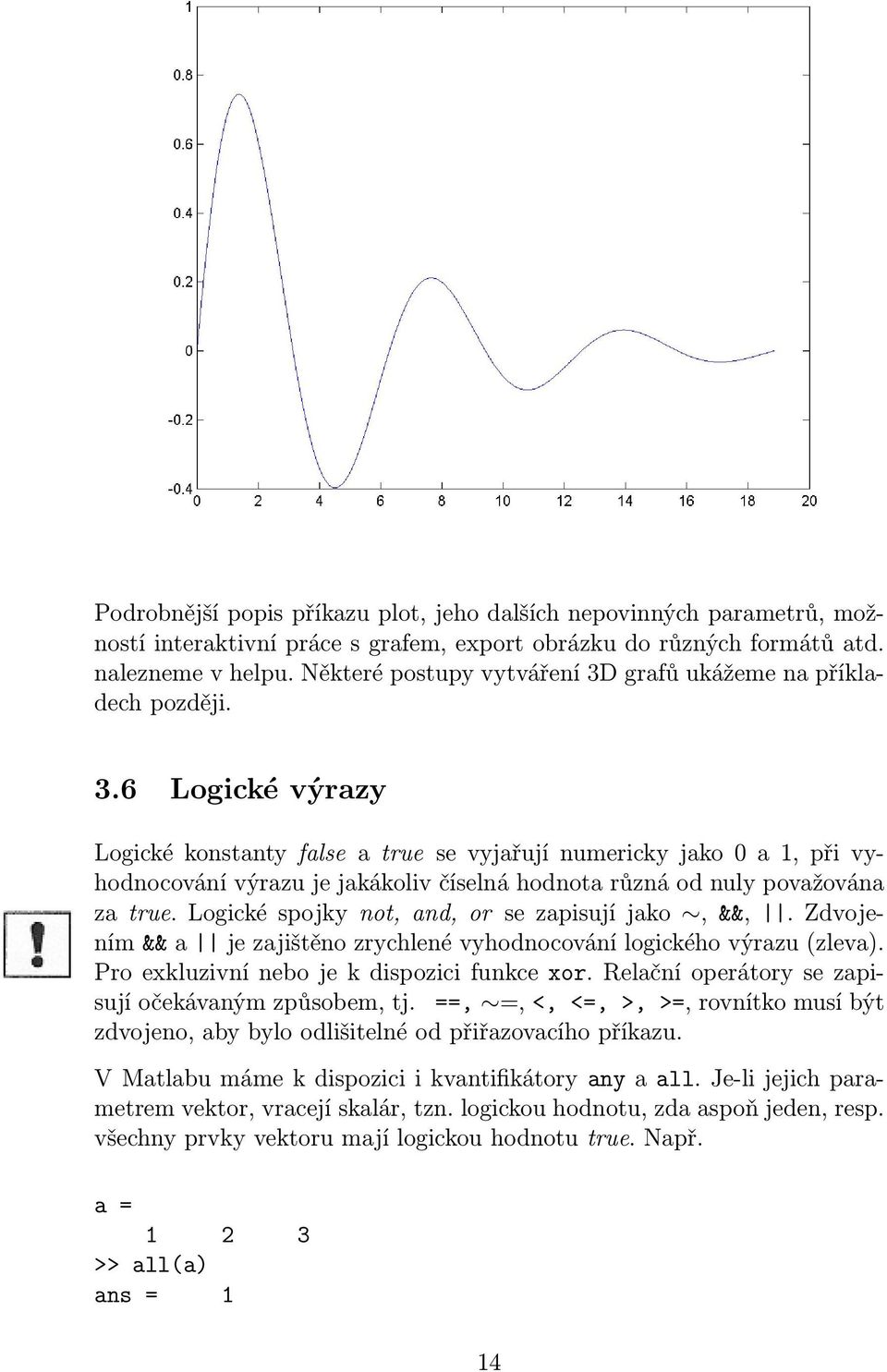 Logické spojky not, and, or se zapisují jako, &&,. Zdvojením && a je zajištěno zrychlené vyhodnocování logického výrazu (zleva). Pro exkluzivní nebo je k dispozici funkce xor.