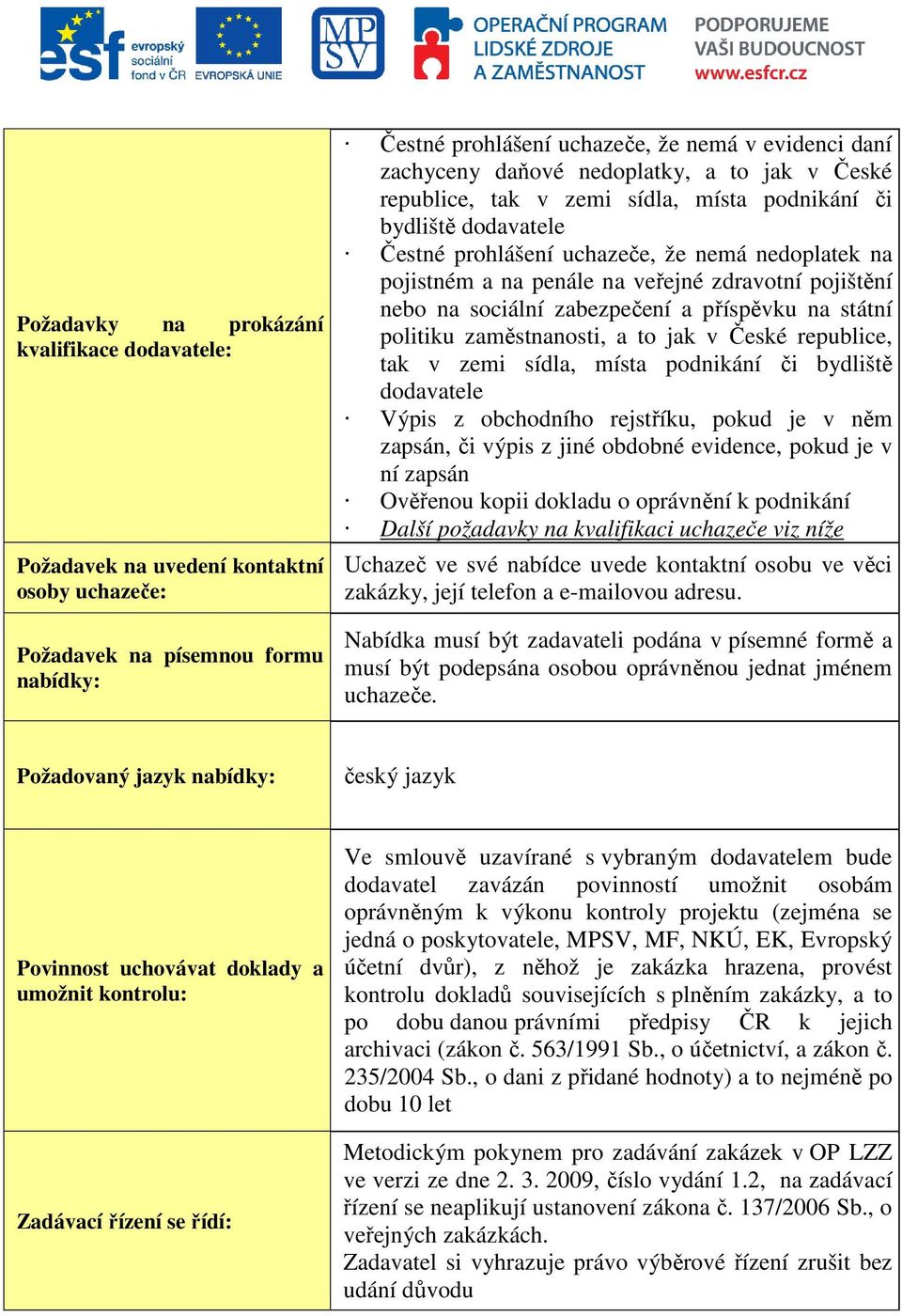 nebo na sociální zabezpečení a příspěvku na státní politiku zaměstnanosti, a to jak v České republice, tak v zemi sídla, místa podnikání či bydliště dodavatele Výpis z obchodního rejstříku, pokud je