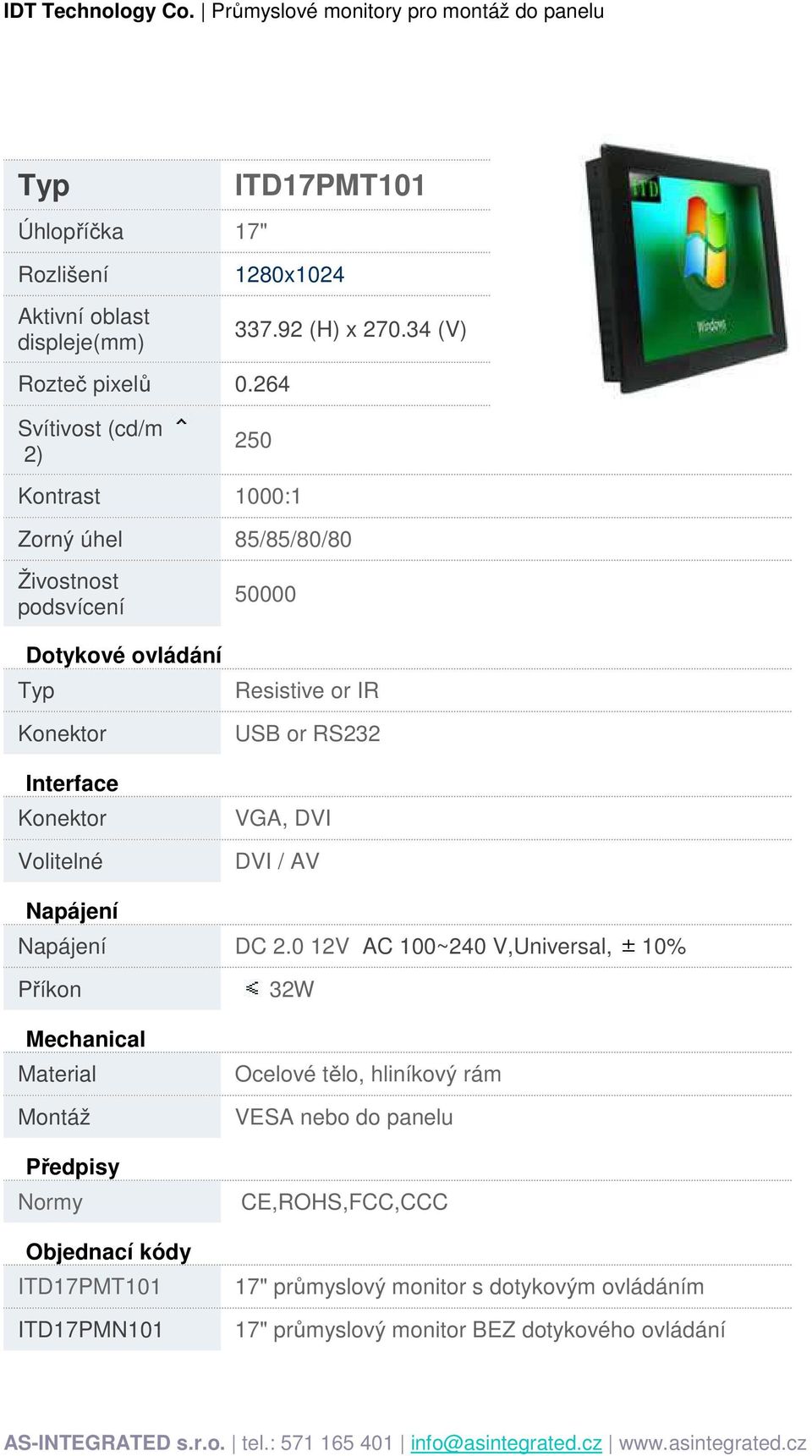 34 (V) Svítivost (cd/m 2) 250 Kontrast 1000:1 Zorný úhel 85/85/80/80