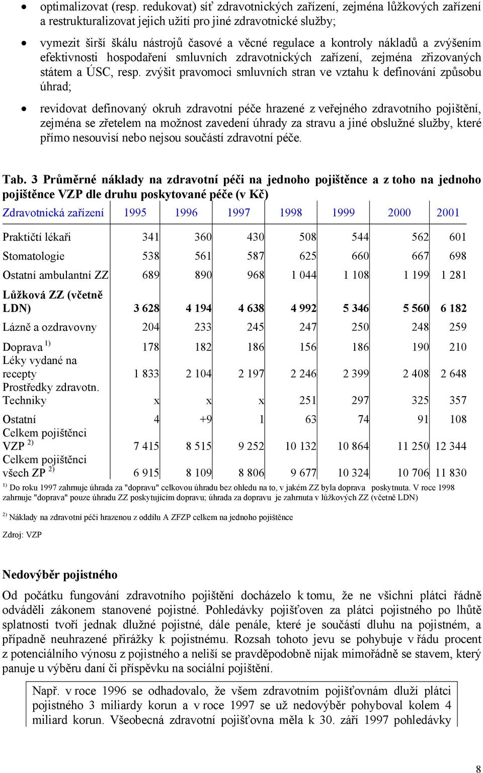 nákladů a zvýšením efektivnosti hospodaření smluvních zdravotnických zařízení, zejména zřizovaných státem a ÚSC, resp.