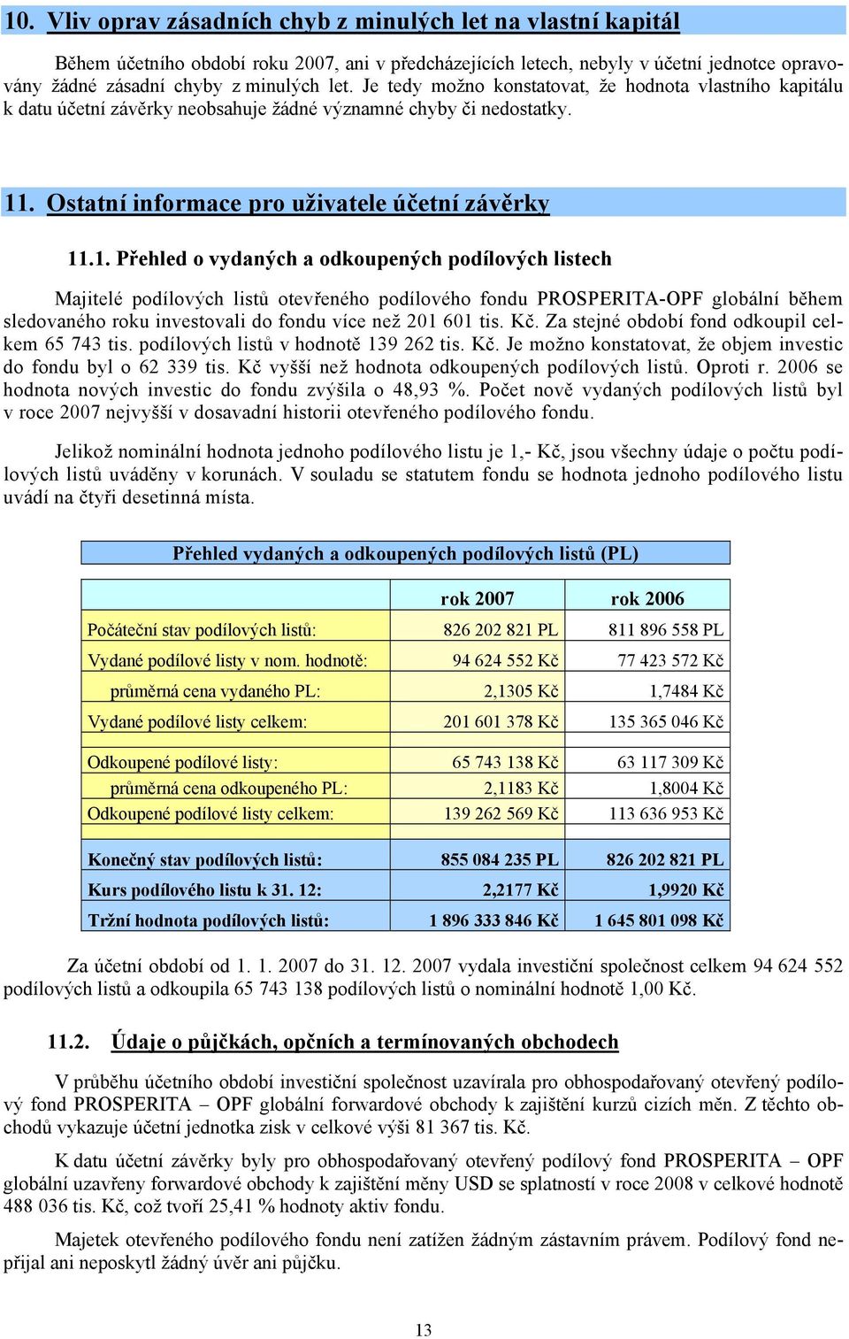 . Ostatní informace pro uživatele účetní závěrky 11