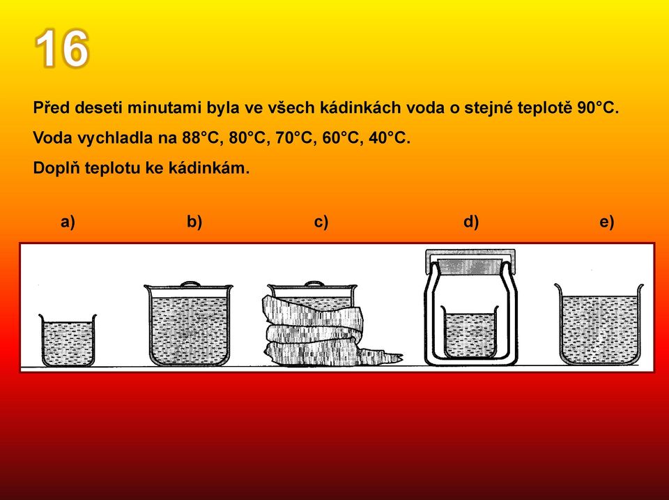 Voda vychladla na 88 C, 80 C, 70 C, 60