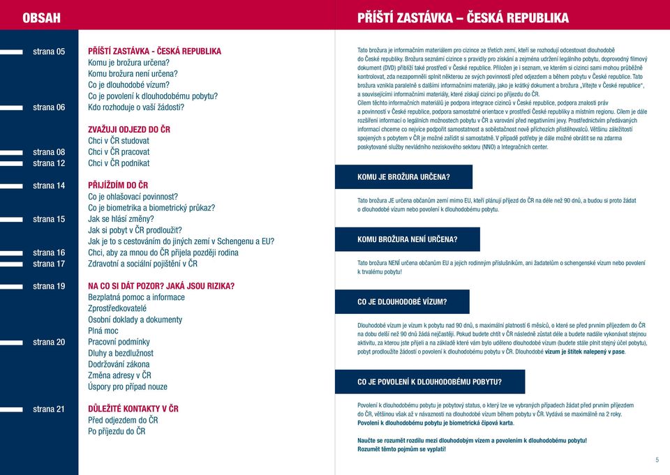 ZVAŽUJI ODJEZD DO ČR Chci v čr studovat Chci v čr pracovat Chci v čr podnikat PŘIJÍŽDÍM DO ČR Co je ohlašovací povinnost? Co je biometrika a biometrický průkaz? Jak se hlásí změny?