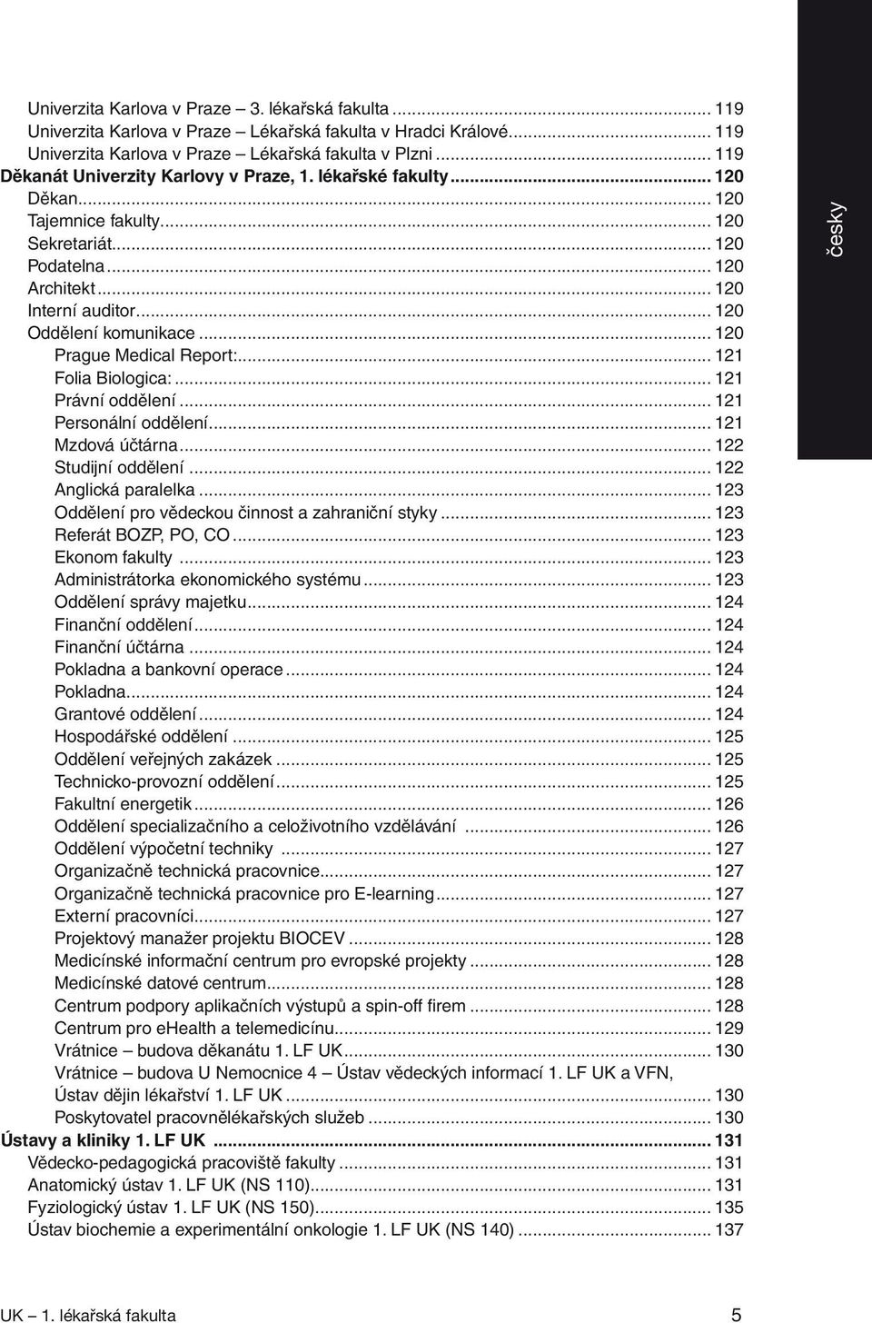 .. 120 Oddělení komunikace... 120 Prague Medical Report:... 121 Folia Biologica:... 121 Právní oddělení... 121 Personální oddělení... 121 Mzdová účtárna... 122 Studijní oddělení.