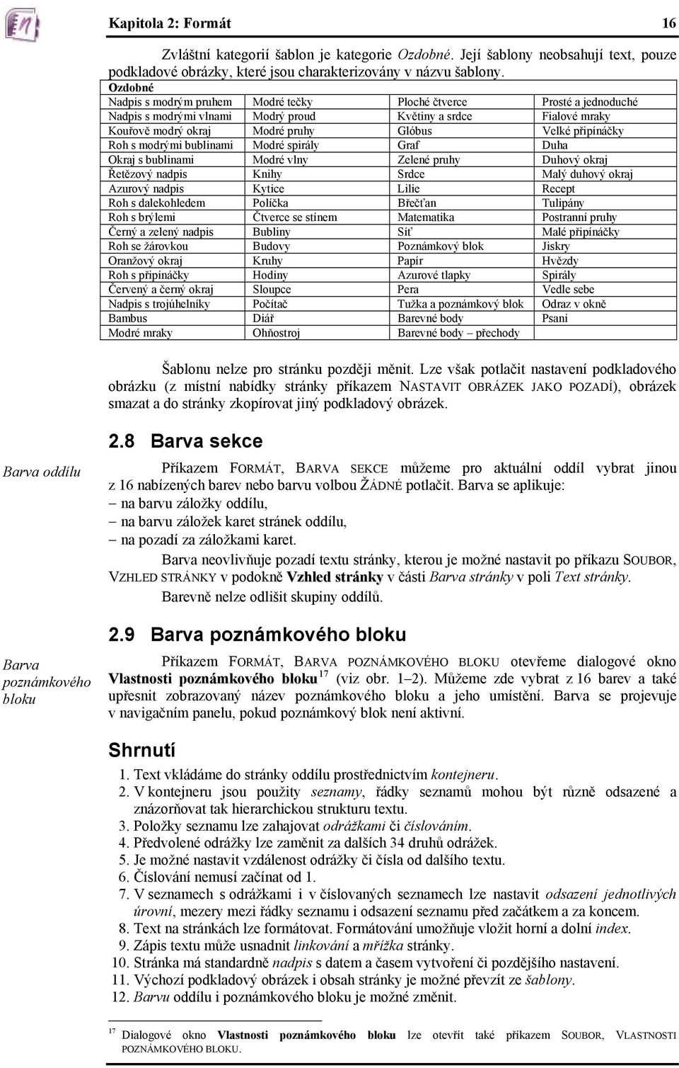 Roh s modrými bublinami Modré spirály Graf Duha Okraj s bublinami Modré vlny Zelené pruhy Duhový okraj Řetězový nadpis Knihy Srdce Malý duhový okraj Azurový nadpis Kytice Lilie Recept Roh s