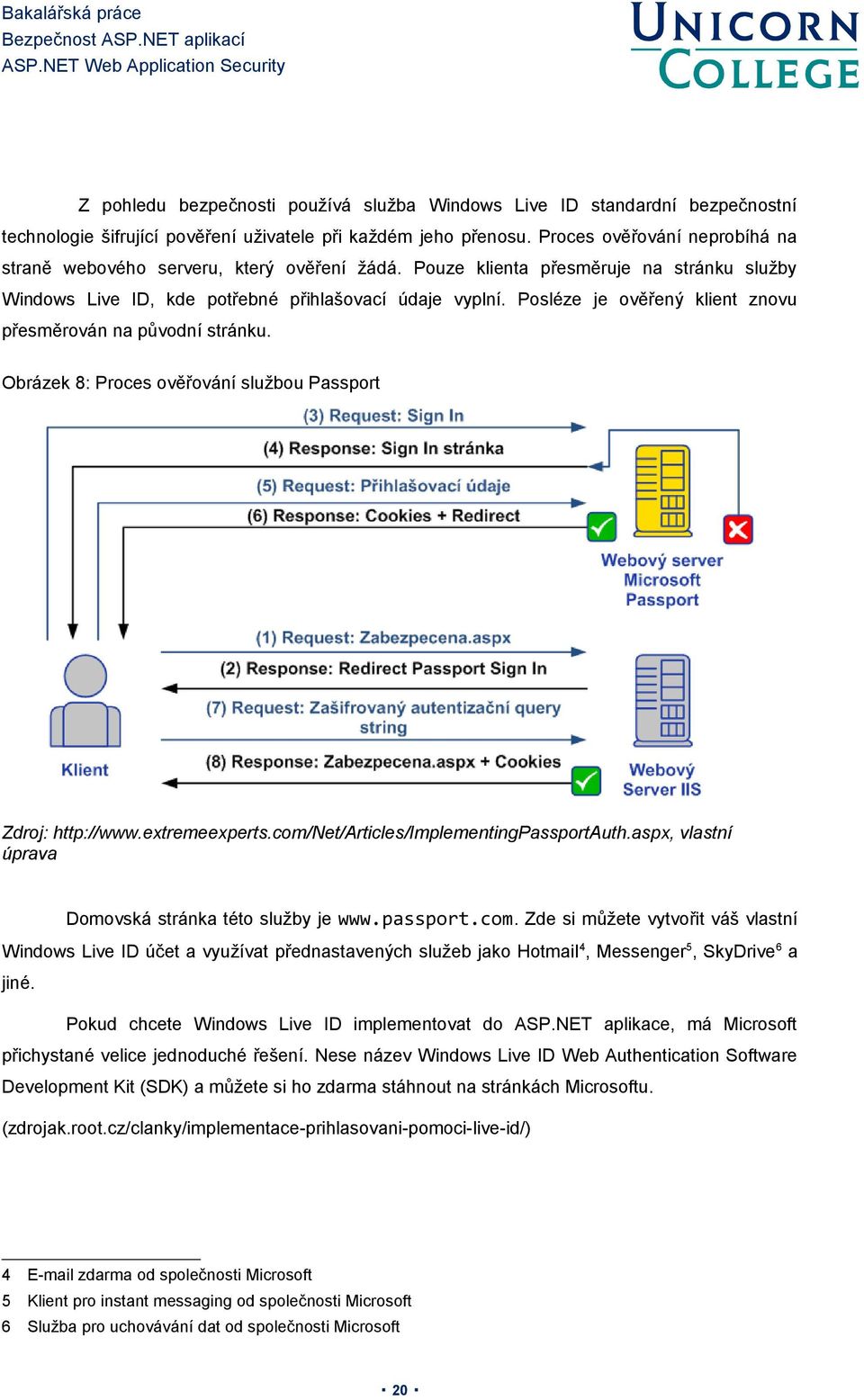 Posléze je ověřený klient znovu přesměrován na původní stránku. Obrázek 8: Proces ověřování službou Passport Zdroj: http://www.extremeexperts.com/net/articles/implementingpassportauth.