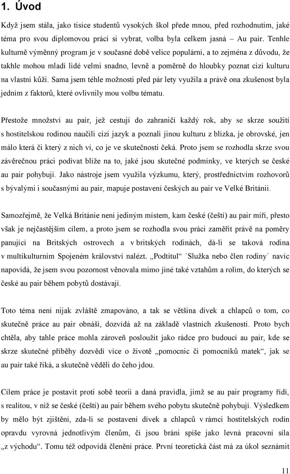 Sama jsem téhle moţnosti před pár lety vyuţila a právě ona zkušenost byla jedním z faktorů, které ovlivnily mou volbu tématu.