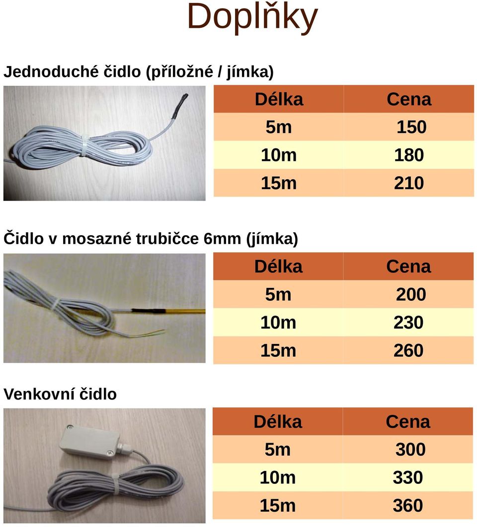 trubičce 6mm (jímka) Délka Cena 5m 200 10m 230