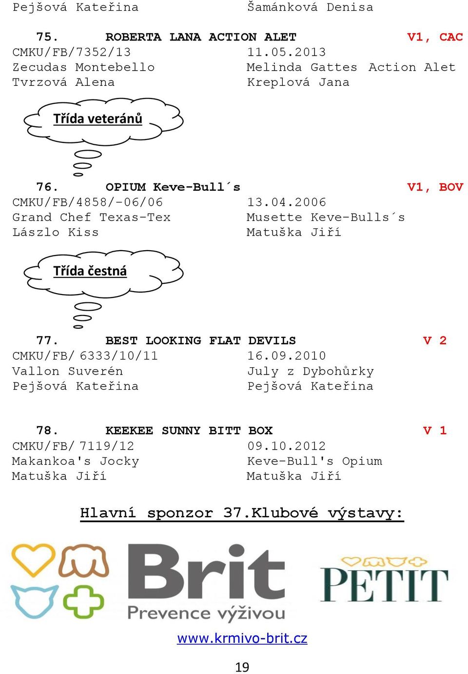 2006 Grand Chef Texas-Tex Musette Keve-Bulls s Lászlo Kiss Matuška Jiří Třída čestná 77. BEST LOOKING FLAT DEVILS V 2 CMKU/FB/ 6333/10/11 16.09.