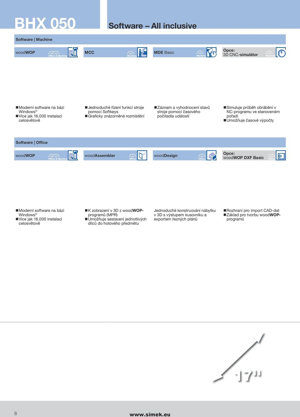 obrábění v NC-programu ve stanoveném pořadí Umožňuje n časové výpočty Software Office woodwop woodassembler wooddesign Opce: woodwop DXF Basic Moderní n software na bázi Windows Více n jak 16.