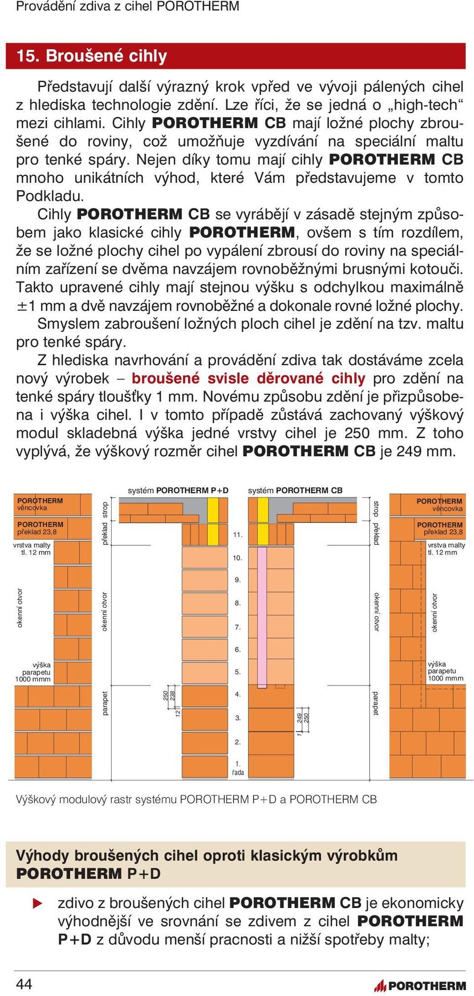 Nejen díky tomu mají cihly POROTHERM CB mnoho unikátních výhod, které Vám představujeme v tomto Podkladu.