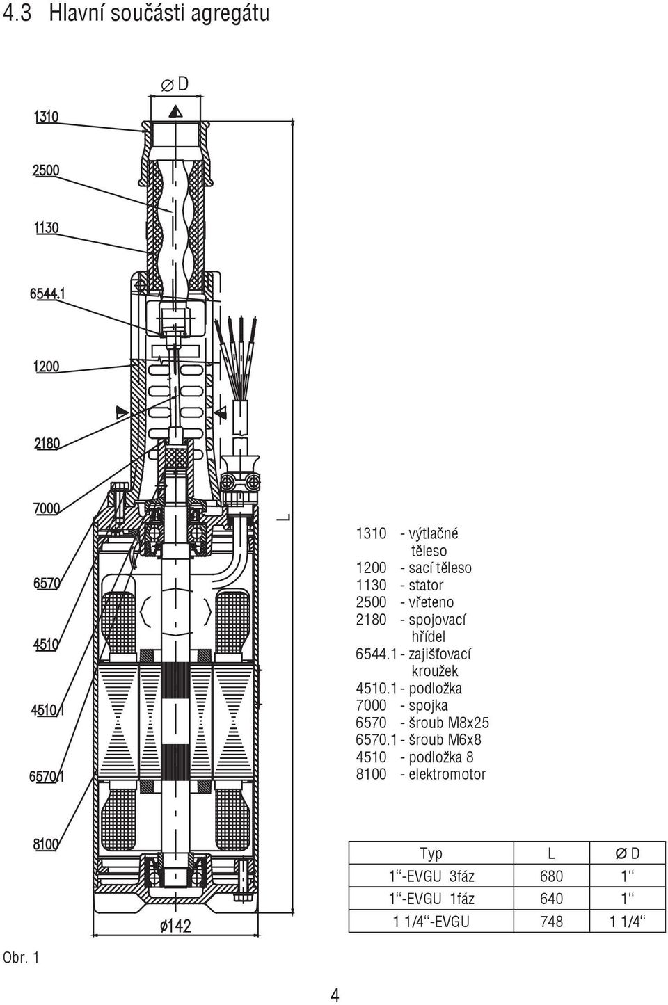 1 - podložka 7000 - spojka 6570 - šroub M8x25 6570.