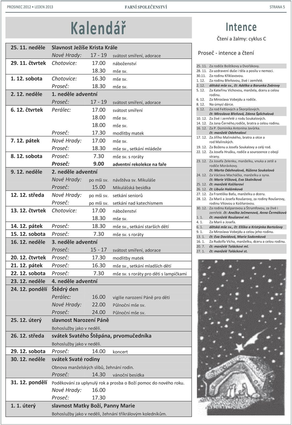 00 náboženství Chotovice: 16.30 mše sv. 1. neděle adventní 17-19 svátost smíření, adorace Perálec: 17.00 svátost smíření 18.00 mše sv. 18.00 mše sv. 17.30 modlitby matek Nové Hrady: 17.00 mše sv., setkání mládeže 7.