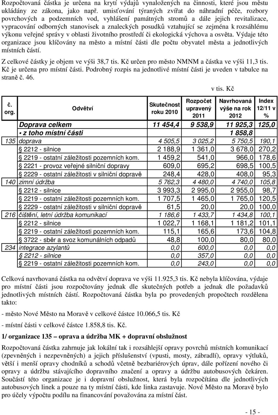 vztahující se zejména k rozsáhlému výkonu veřejné správy v oblasti životního prostředí či ekologická výchova a osvěta.