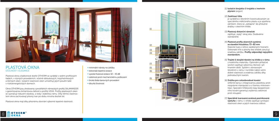 [4] Plastové profily okenních systémů se stavební hloubkou 73 82 mm Klasické tvary s lehce zaoblenými hranami. Dokonalé linie a plochy bez drážek zaručují snadnou údržbu.