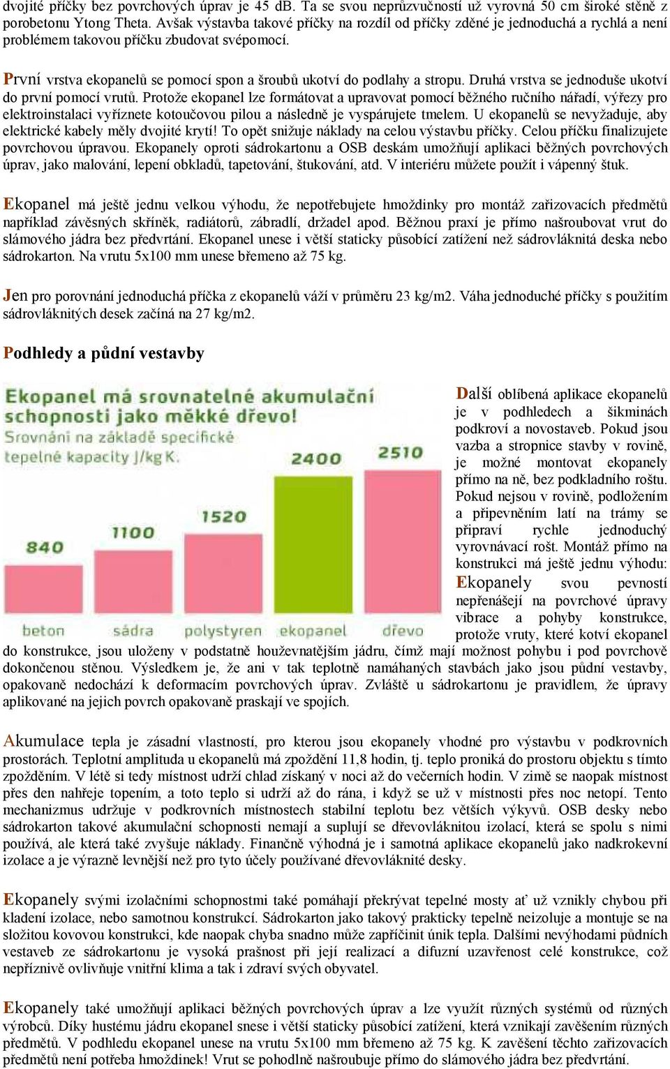 První vrstva ekopanelů se pomocí spon a šroubů ukotví do podlahy a stropu. Druhá vrstva se jednoduše ukotví do první pomocí vrutů.