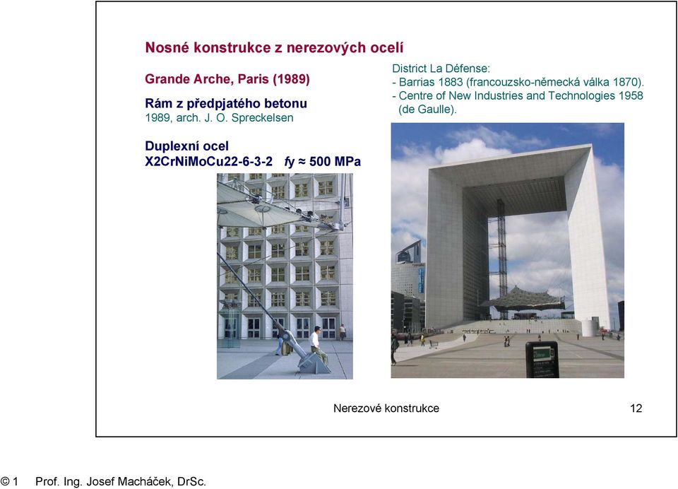 Spreckelsen Duplexní ocel X2CrNiMoCu22-6-3-2 fy 500 MPa District La Défense: -