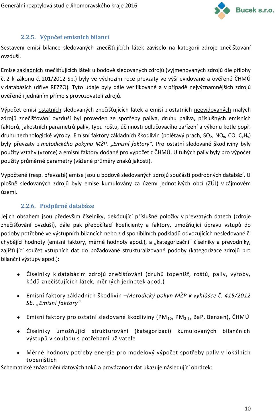 ) byly ve výchozím roce převzaty ve výši evidované a ověřené ČHMÚ v databázích (dříve REZZO).