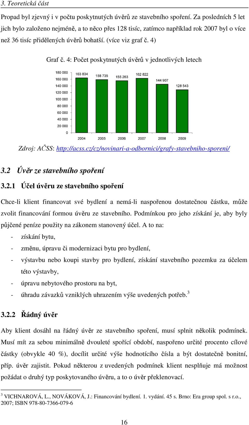 4: Počet poskytnutých úvěrů v jednotlivých letech Zdroj: AČSS: http://acss.cz/cz/novinari-a-odbornici/grafy-stavebniho-sporeni/ 3.2 