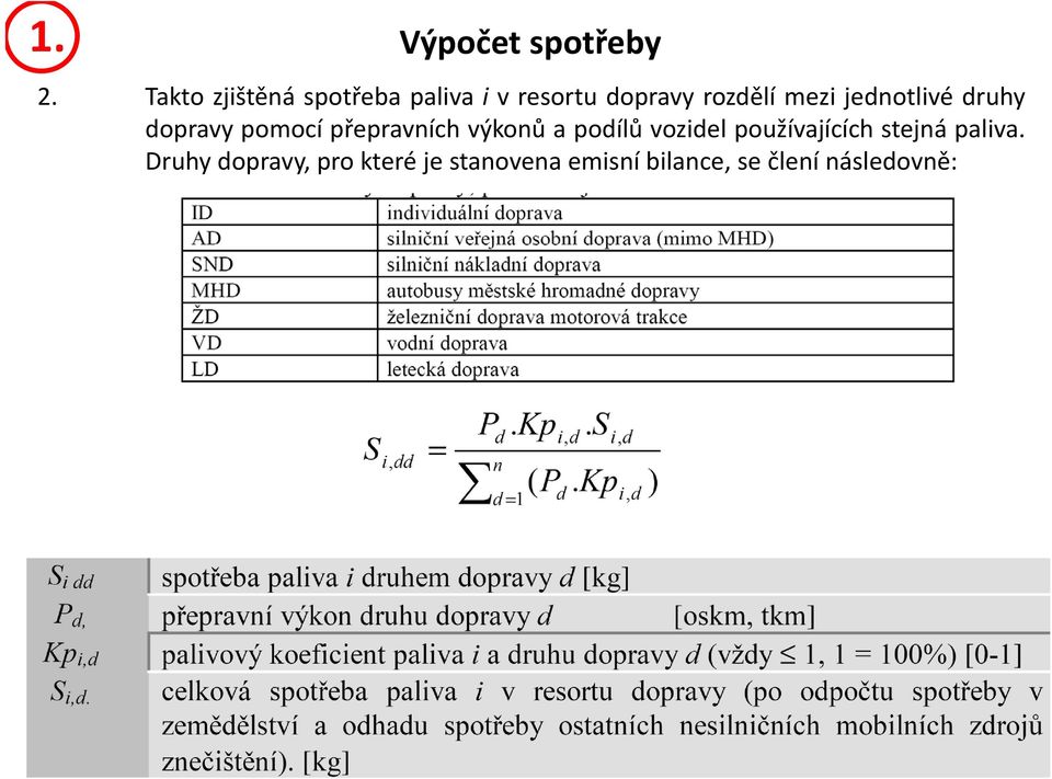 jednotlivé druhy dopravy pomocí přepravních výkonů apodílů