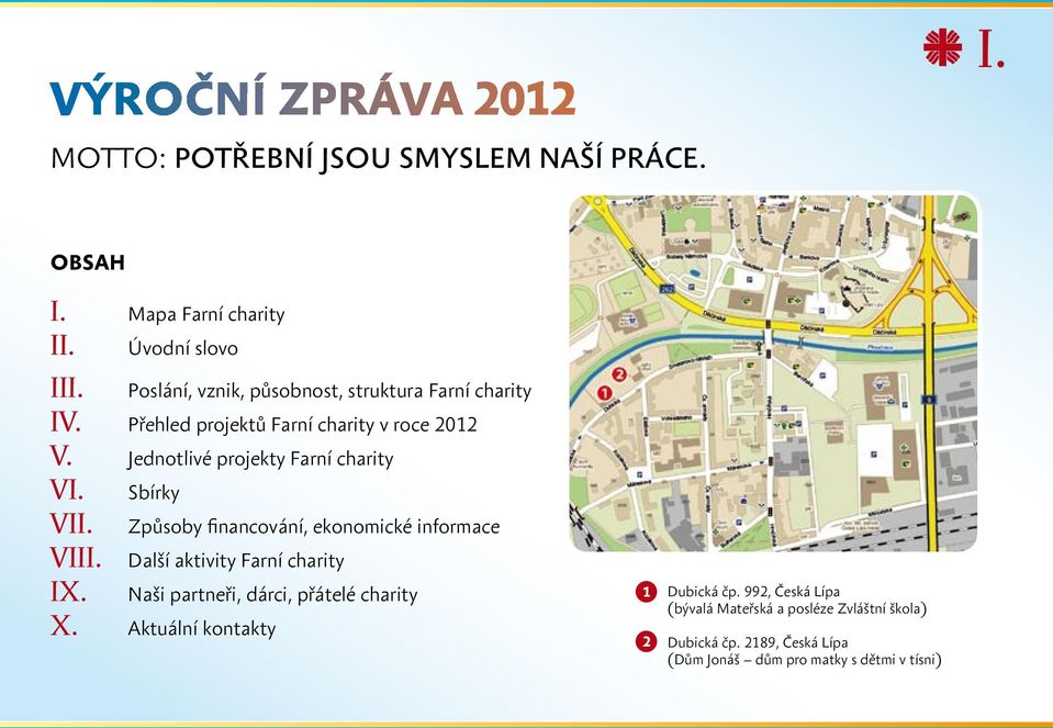 Naši partneři, dárci, přátelé charity Poslání, vznik, působnost, struktura Farní charity Způsoby financování, ekonomické informace X.