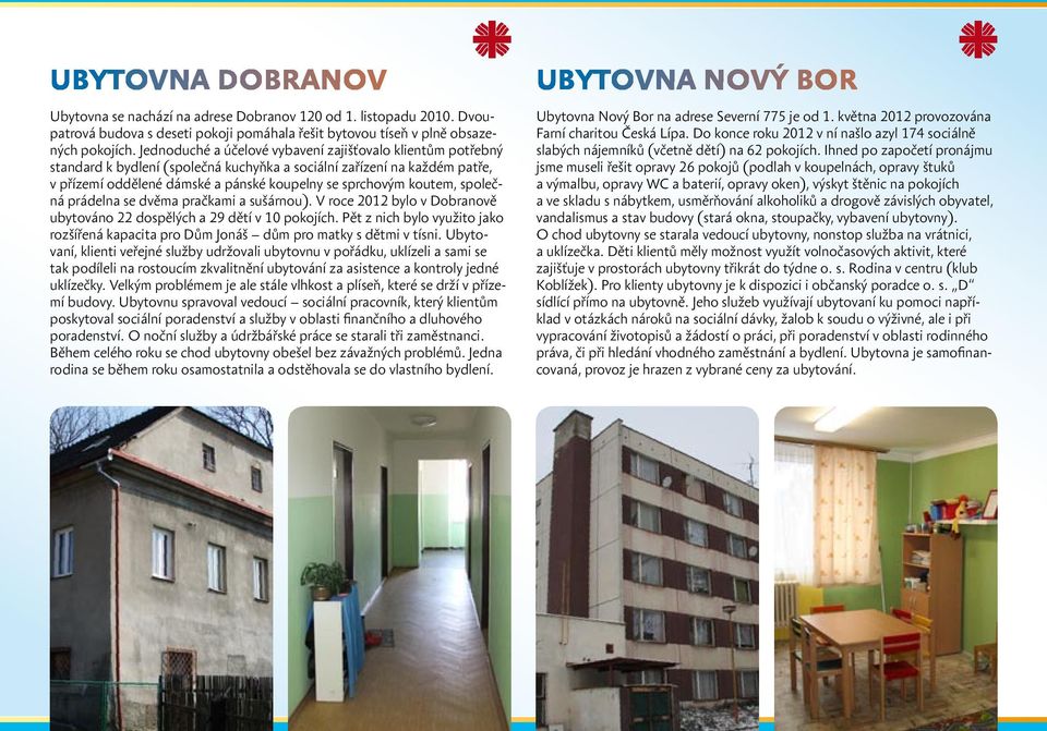 společná prádelna se dvěma pračkami a sušárnou). V roce 2012 bylo v Dobranově ubytováno 22 dospělých a 29 dětí v 10 pokojích.