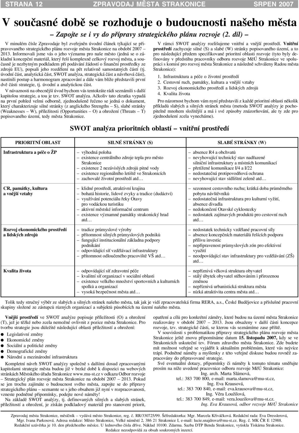 Informovali jsme vás o jeho významu pro naše mìsto (jedná se o základní koncepèní materiál, který øeší komplexnì celkový rozvoj mìsta, a souèasnì je nezbytným podkladem pøi podávání ádostí o finanèní