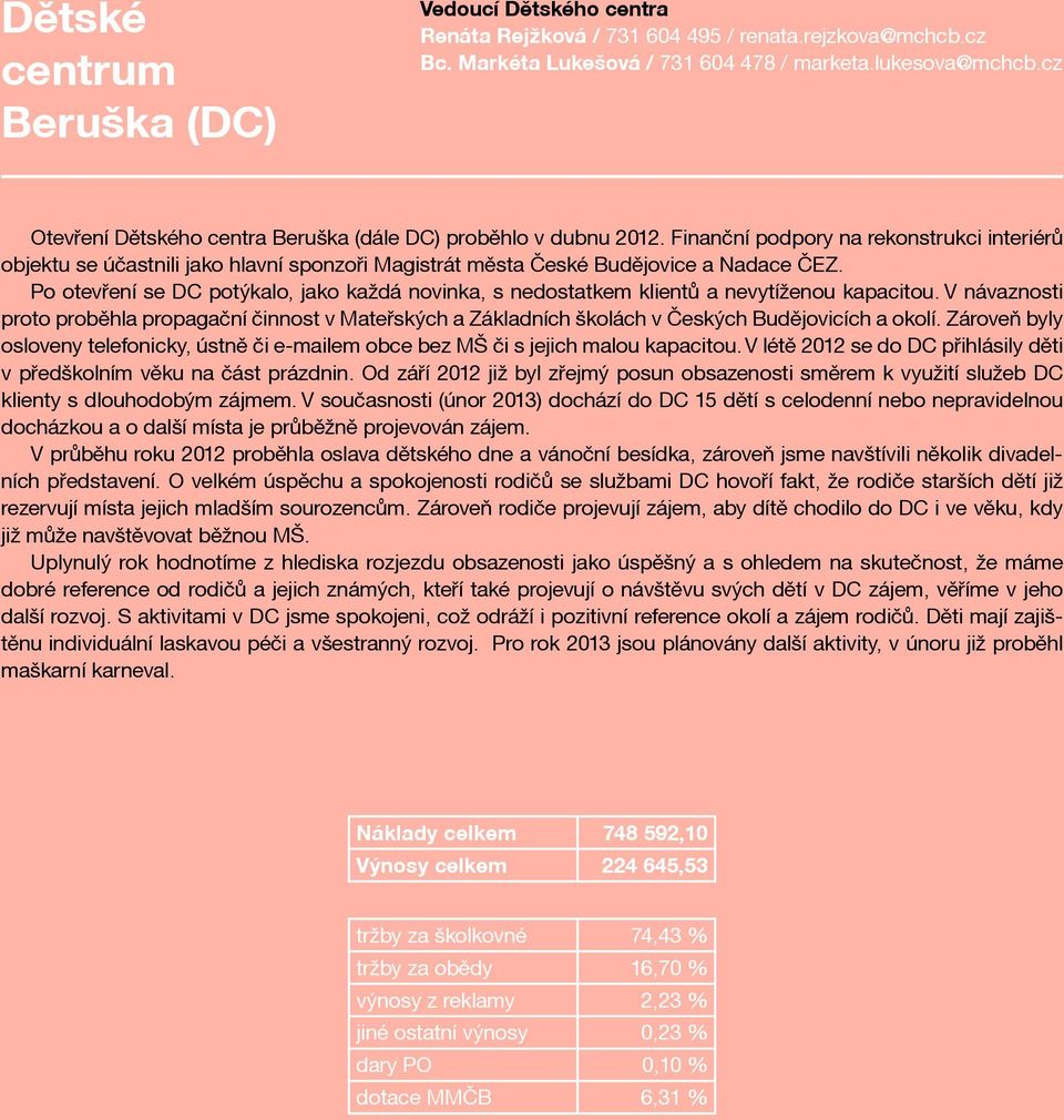 Po otevření se DC potýkalo, jako každá novinka, s nedostatkem klientů a nevytíženou kapacitou.