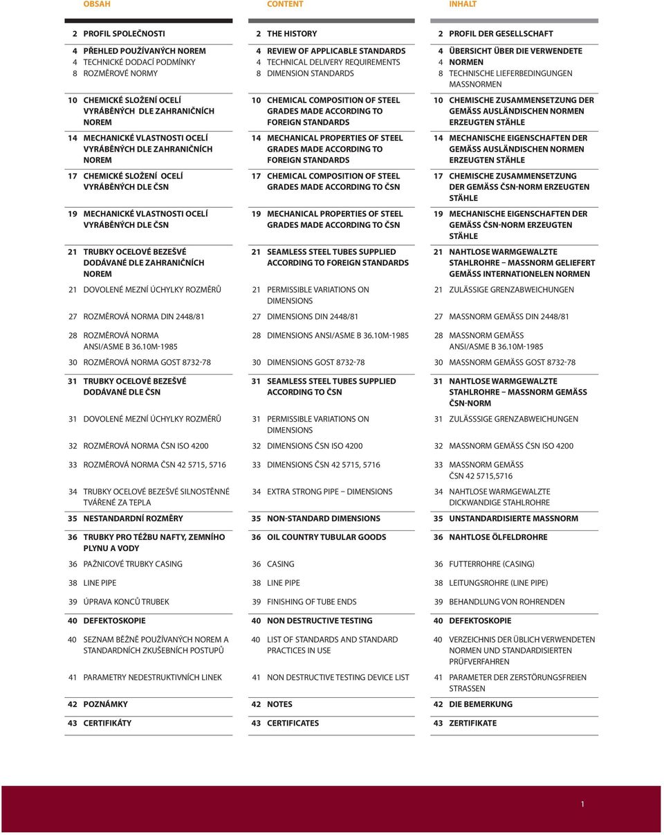 BEZEŠVÉ DODÁVANÉ DLE ZAHRANIČNÍCH NOREM 4 4 8 REVIEW OF APPLICABLE STANDARDS TECHNICAL DELIVERY REQUIREMENTS DIMENSION STANDARDS 10 CHEMICAL COMPOSITION OF STEEL GRADES MADE ACCORDING TO FOREIGN