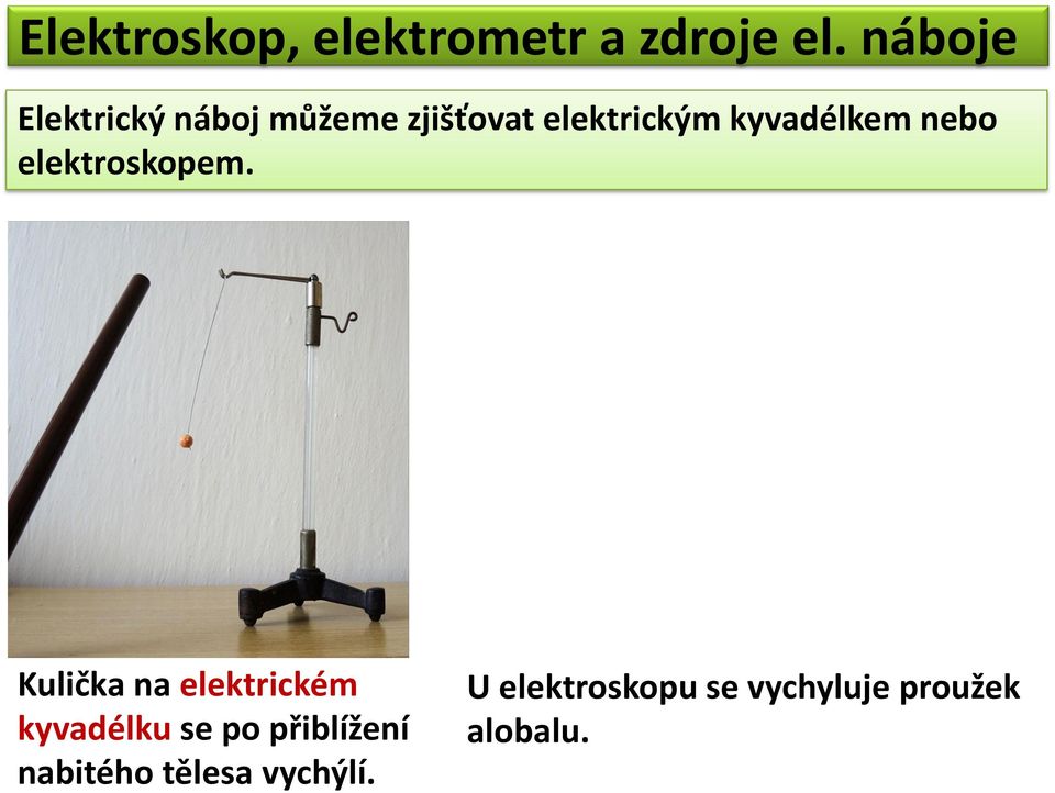 kyvadélkem nebo elektroskopem.