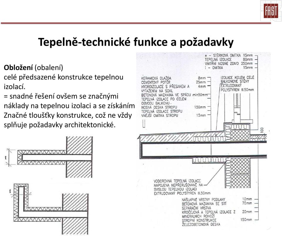 = snadné řešení ovšem se značnými náklady na tepelnou izolaci