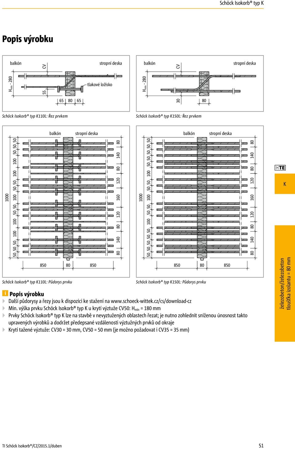 Půdorys prvku 5 Popis výrobku Další půdorysy a řezy jsou k dispozici ke stažení na www.schoeck-wittek.cz/cs/download-cz Min.