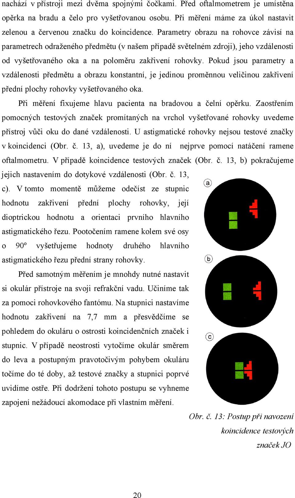 Parametry obrazu na rohovce závisí na parametrech odraženého předmětu (v našem případě světelném zdroji), jeho vzdálenosti od vyšetřovaného oka a na poloměru zakřivení rohovky.