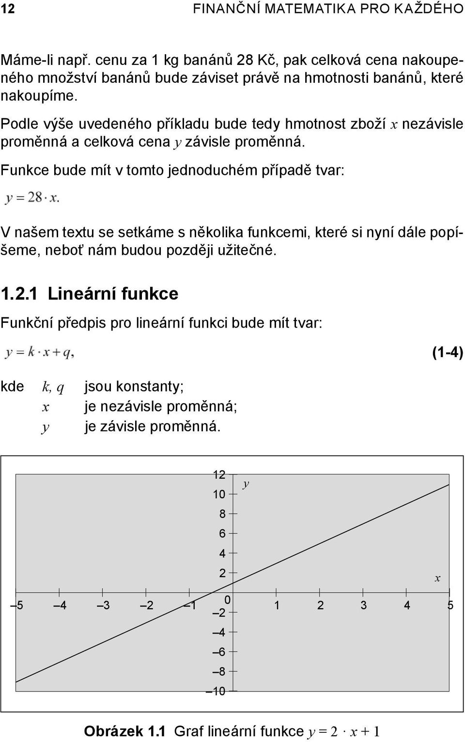 Podle výše uvedeného příkladu bude tedy hmotnost zboží x nezávisle proměnná a celková cena y závisle proměnná.