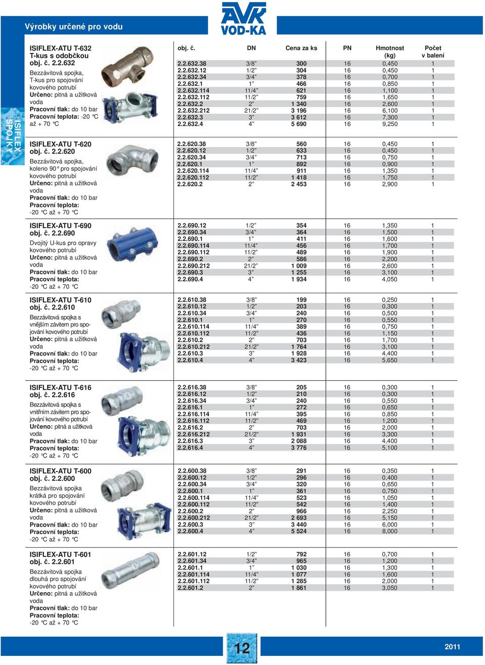 č. 2.2.620 Bezzávitová spojka, koleno 90 pro spojování kovového potrubí voda Pracovní tlak: do 10 bar Pracovní teplota: -20 C až + 70 C ISIFLEX-ATU T-690 obj. č. 2.2.690 Dvojitý U-kus pro opravy kovového potrubí voda Pracovní tlak: do 10 bar Pracovní teplota: -20 C až + 70 C ISIFLEX-ATU T-610 obj.