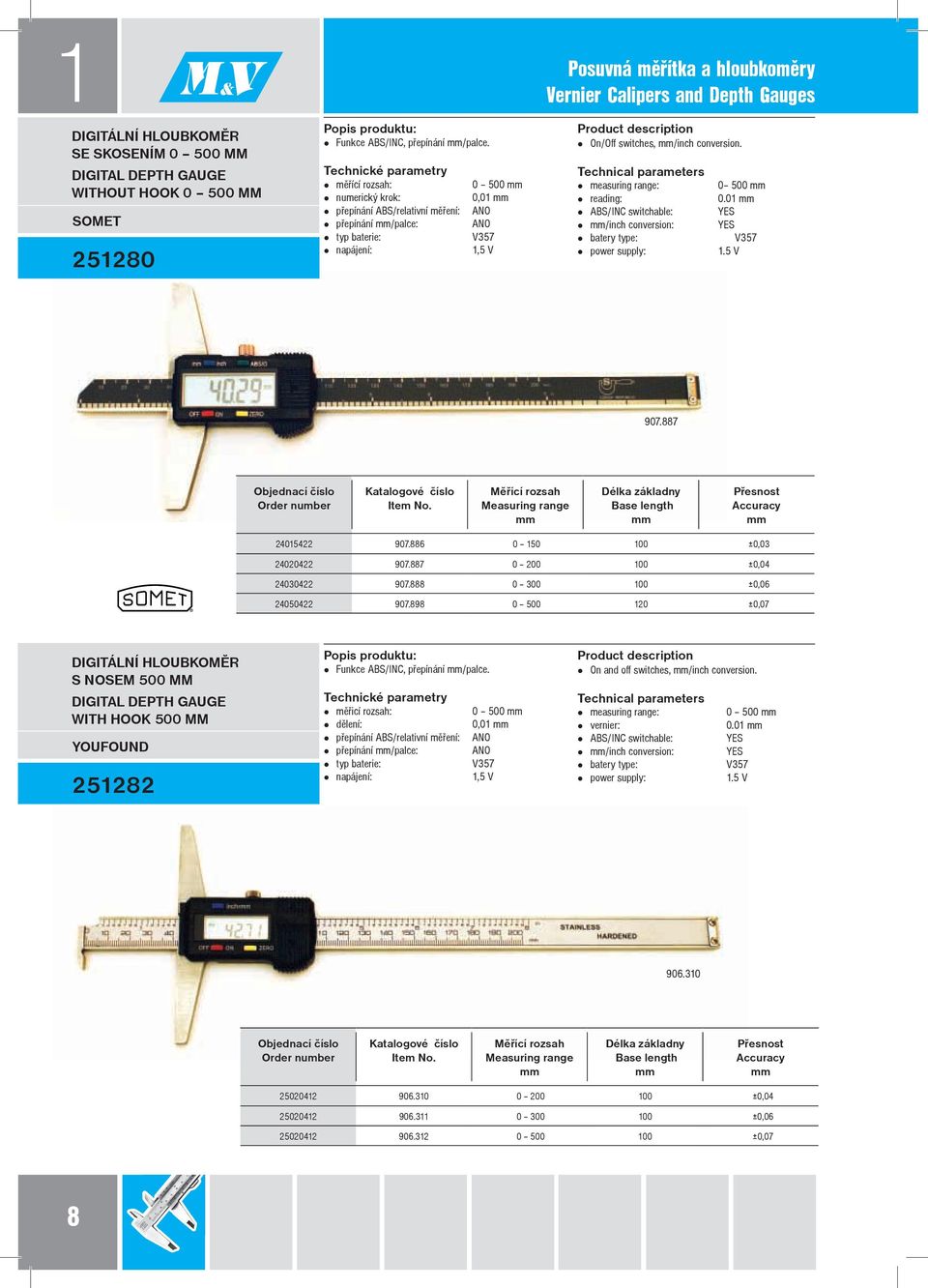 reading: ABS/INC switchable: /inch conversion: batery type: power supply: 0 500 0.01 YES YES V357 1.5 V 907.887 Délka základny Base length Přesnost Accuracy 24015422 907.