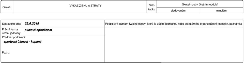 nebo statutárního orgánu účetní jednotky, poznámka: Právní forma