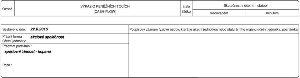 statutárního orgánu účetní jednotky, poznámka: Právní forma účetní