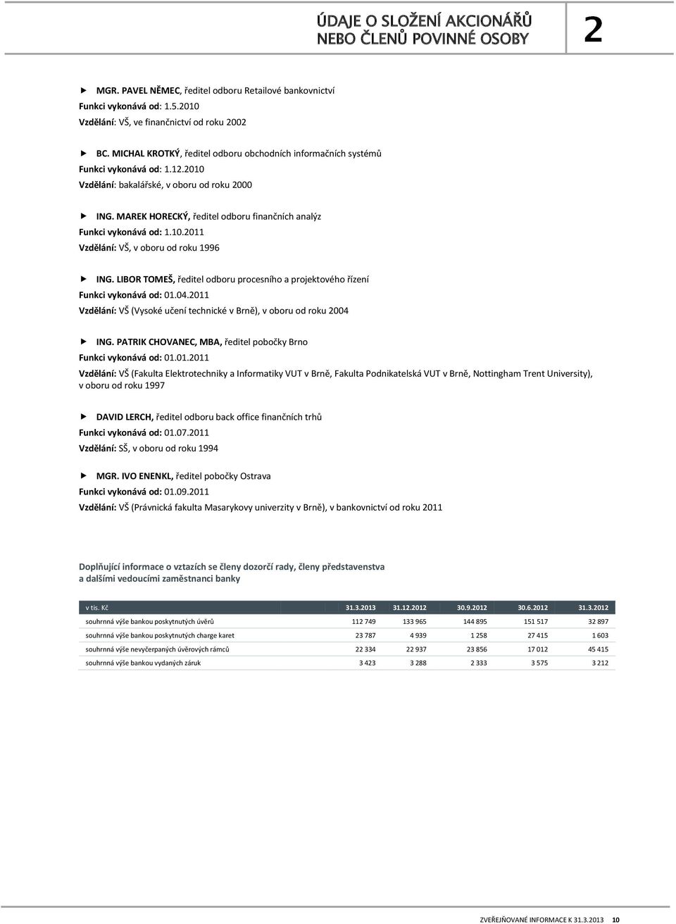 MAREK HORECKÝ, ředitel odboru finančních analýz Funkci vykonává od: 1.10.2011 Vzdělání: VŠ, v oboru od roku 1996 ING.