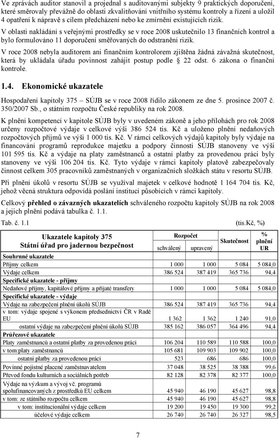 V oblasti nakládání s veřejnými prostředky se v roce 2008 uskutečnilo 13 finančních kontrol a bylo formulováno 11 doporučení směřovaných do odstranění rizik.