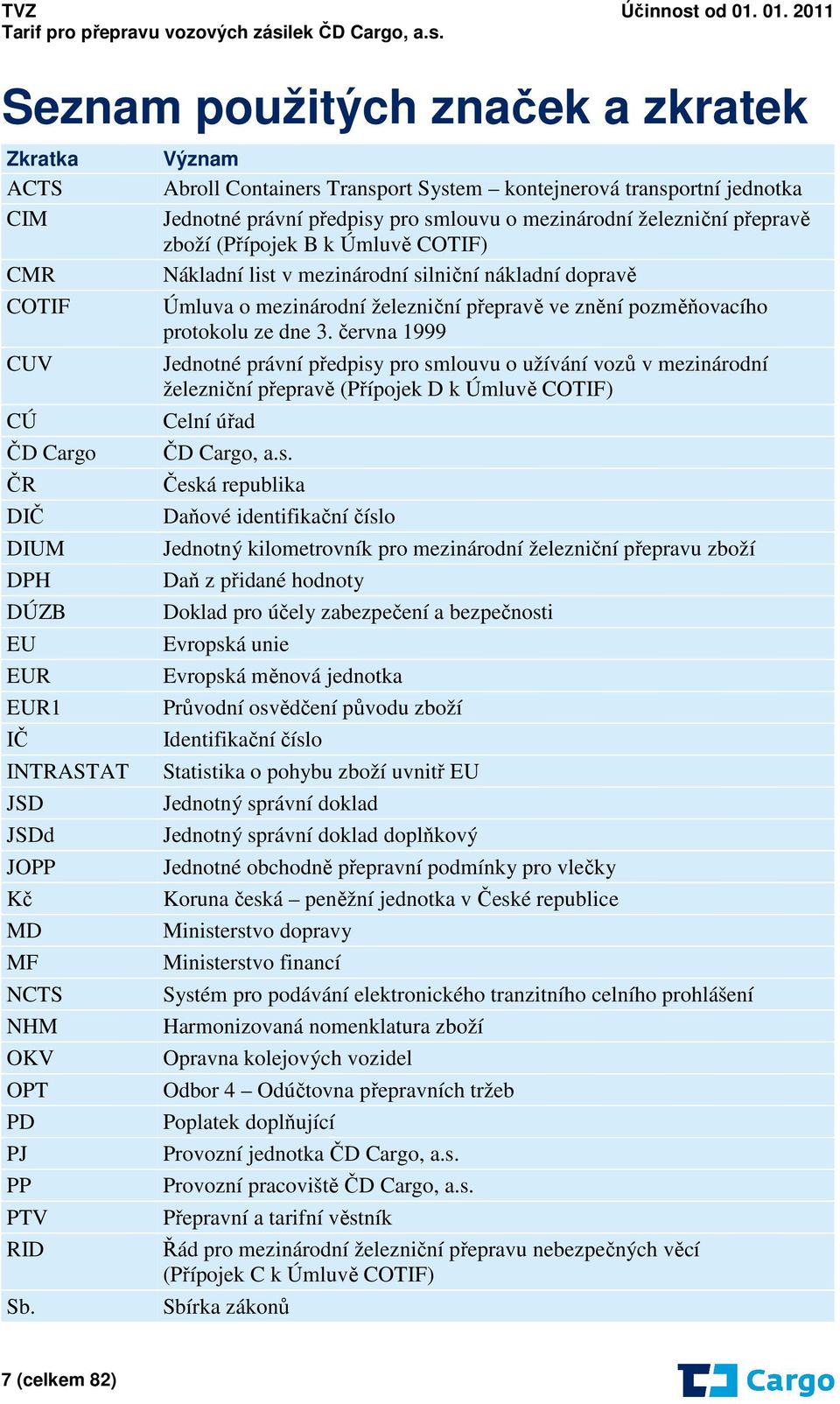 mezinárodní silniční nákladní dopravě Úmluva o mezinárodní železniční přepravě ve znění pozměňovacího protokolu ze dne 3.