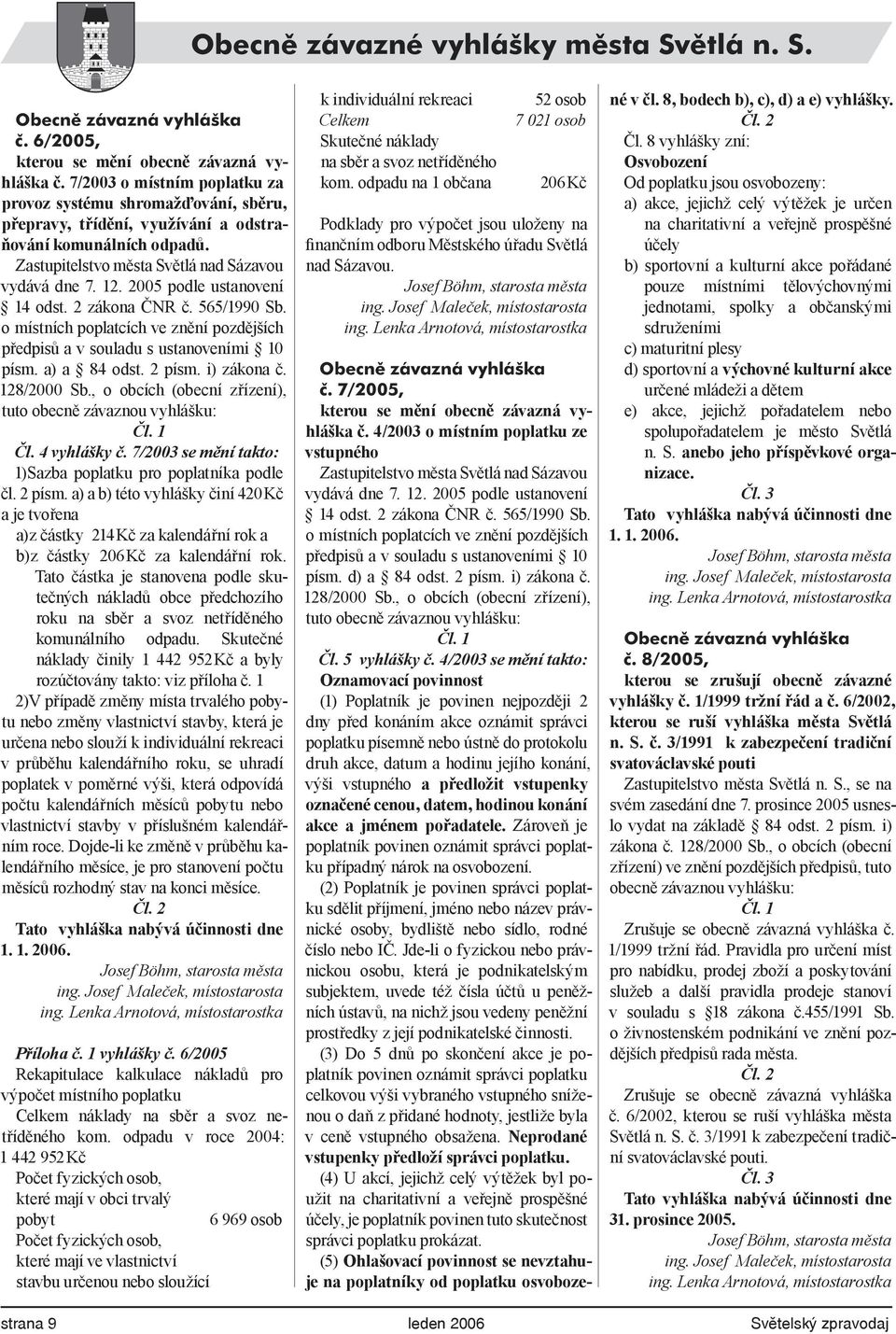 2005 podle ustanovení 14 odst. 2 zákona ČNR č. 565/1990 Sb. o místních poplatcích ve znění pozdějších předpisů a v souladu s ustanoveními 10 písm. a) a 84 odst. 2 písm. i) zákona č. 128/2000 Sb.