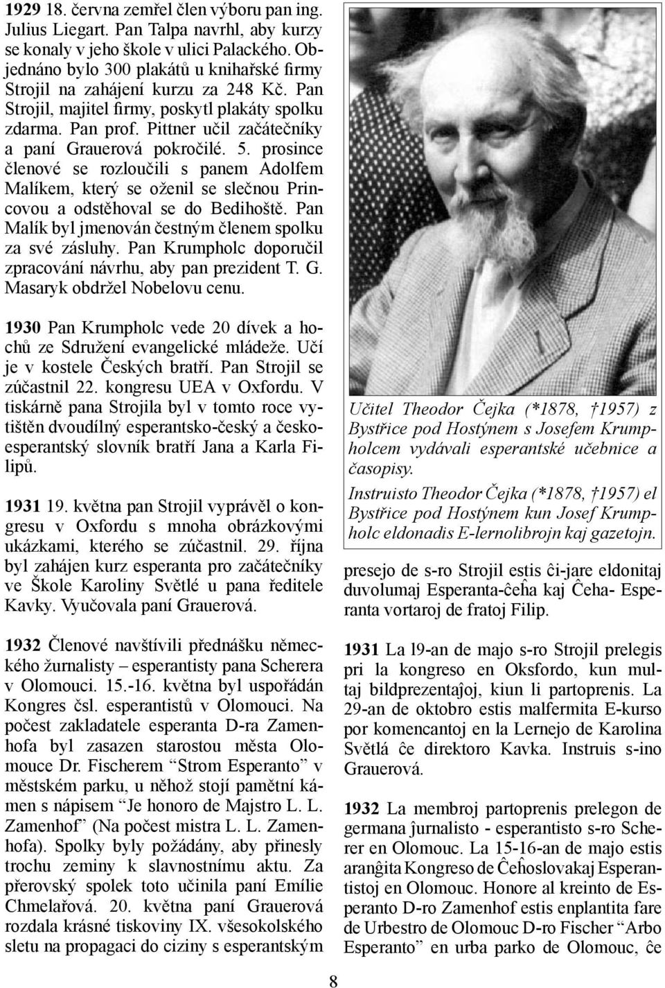 Pittner učil začátečníky a paní Grauerová pokročilé. 5. prosince členové se rozloučili s panem Adolfem Malíkem, který se oženil se slečnou Princovou a odstěhoval se do Bedihoště.