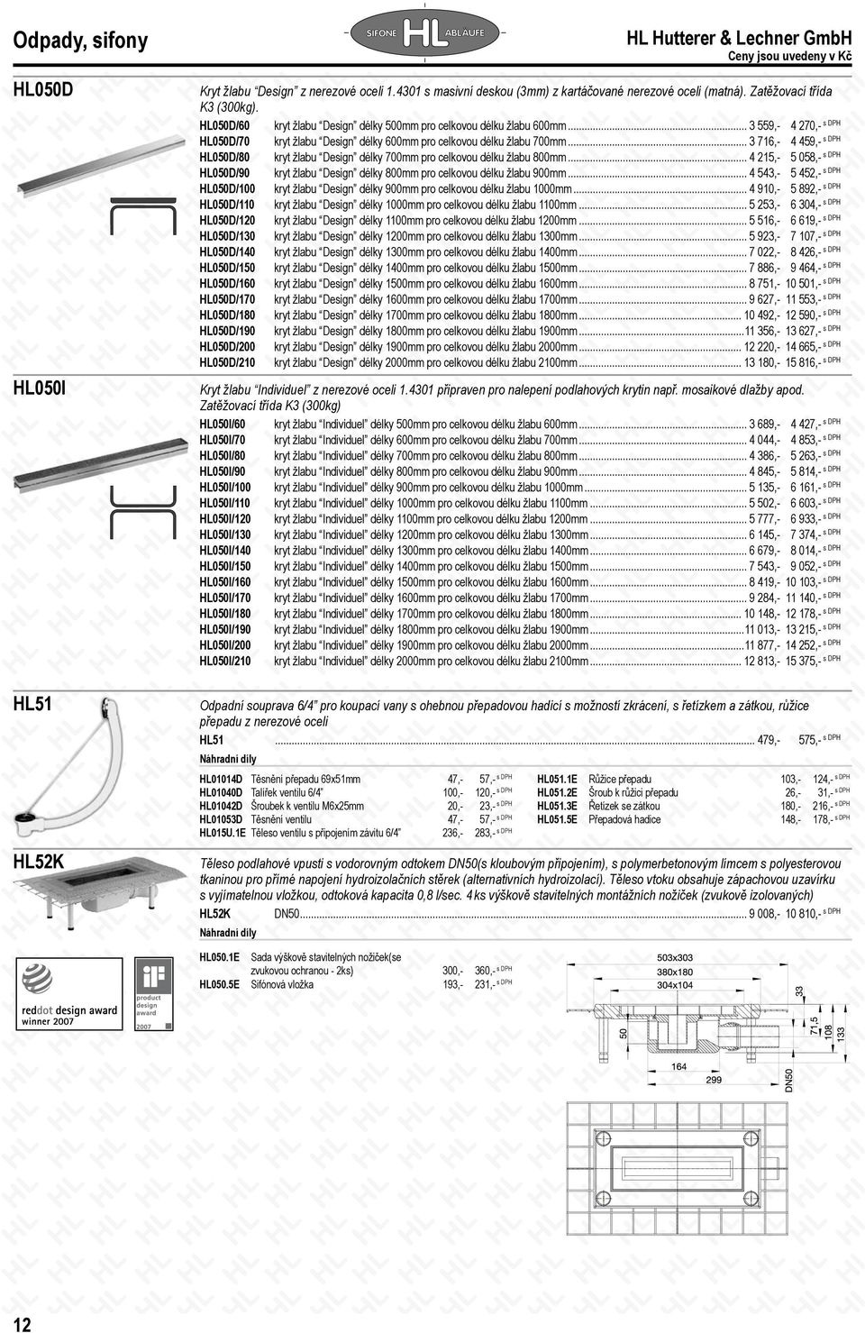 .. 3 716,- 4 459,- HL050D/80 kryt žlabu Design délky 700mm pro celkovou délku žlabu 800mm... 4 215,- 5 058,- HL050D/90 kryt žlabu Design délky 800mm pro celkovou délku žlabu 900mm.