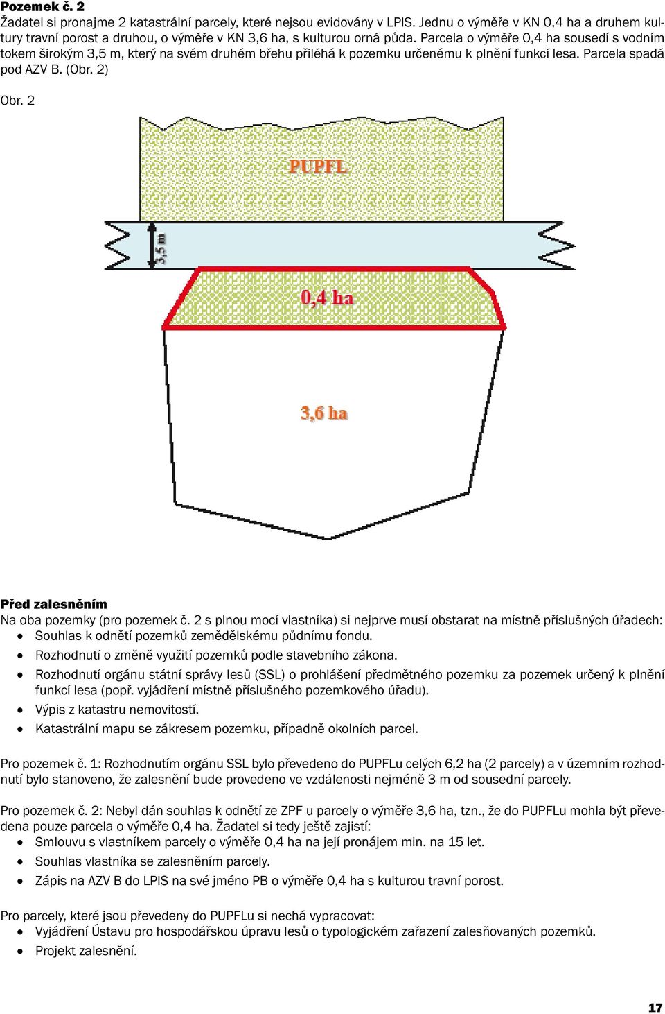 2 Před zalesněním Na oba pozemky (pro pozemek č. 2 s plnou mocí vlastníka) si nejprve musí obstarat na místně příslušných úřadech: Souhlas k odnětí pozemků zemědělskému půdnímu fondu.