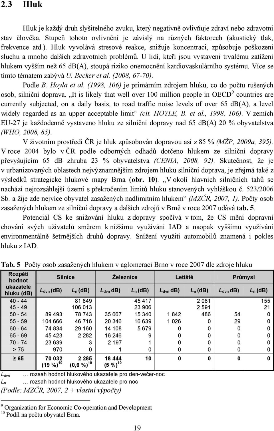 U lidí, kteří jsou vystaveni trvalému zatíţení hlukem vyšším neţ 65 db(a), stoupá riziko onemocnění kardiovaskulárního systému. Více se tímto tématem zabývá U. Becker et al. (2008, 67-70). Podle B.